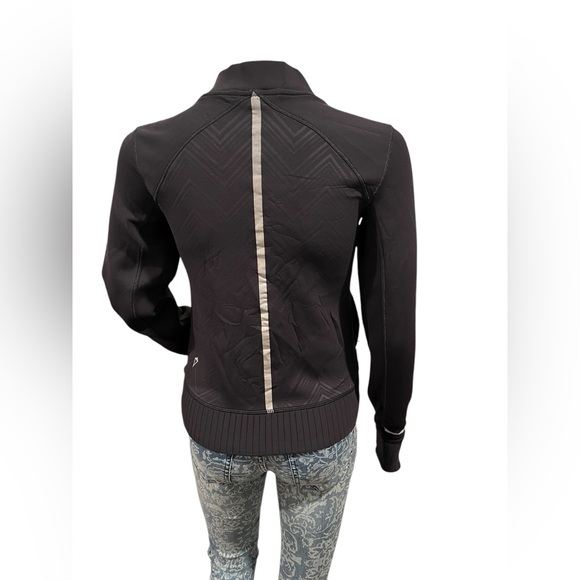 Ivivva Lululemon Black Chevron Scuba Bomber Jacket Size 12 - Picture 7 of 13